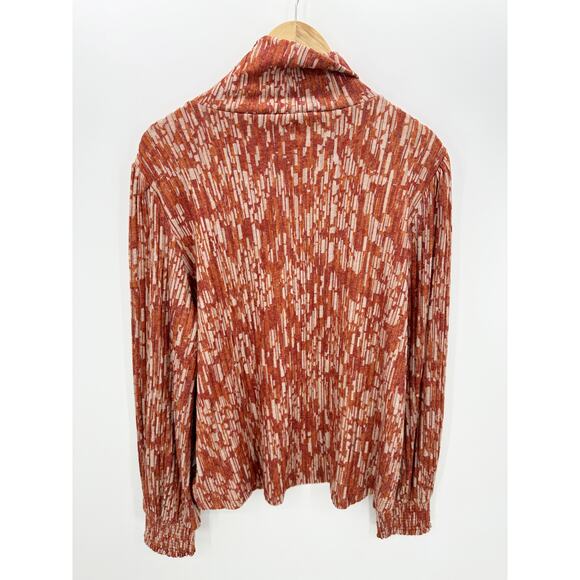 Democracy Cowl Neck Sweater Women XL Orange Rayon Blend Stretch Pullover Fall - Picture 2 of 7